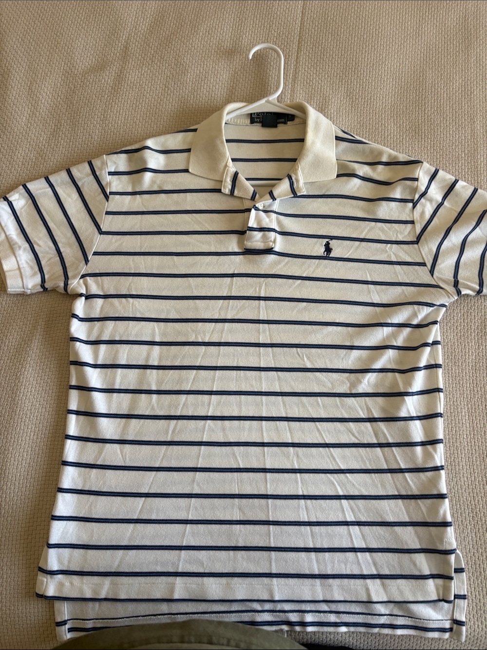 Polo by Ralph Lauren Cream & Navy Striped Polo Shirt